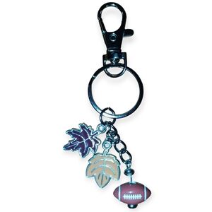 Hand Crafted Autumn Leaf and Football Bag Charm/Key Chain